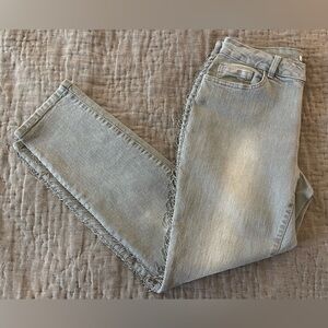 Boston Proper Light Denim Chain Fringe Embellished Skinny Jean Sz 8 Cotton Blend